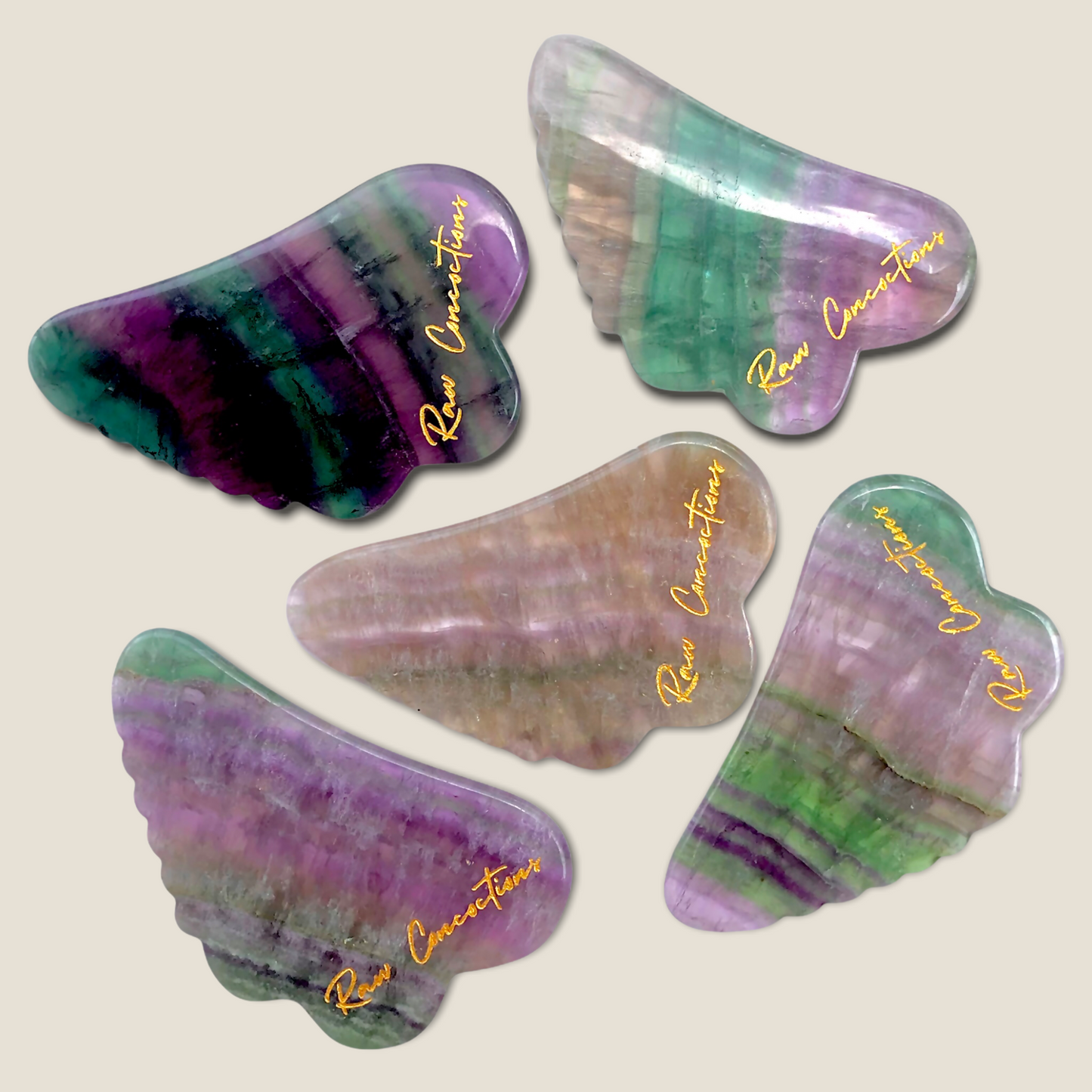 RAINBOW FLUORITE GUA SHA TOOL (With Certificate Of Authenticity) - Raw Concoctions
